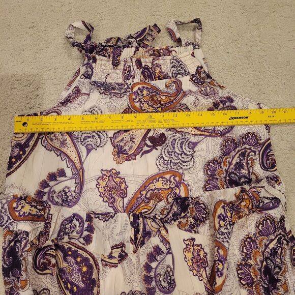 NWT Band Of The Free Purple Paisley Print Oversized Tiered Maxi Dress Size Small - Picture 5 of 9
